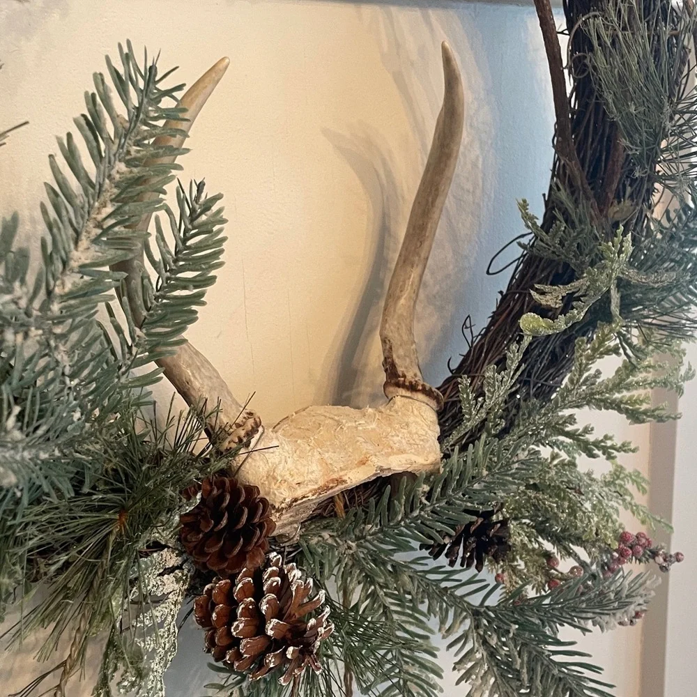 Authentic Antler Christmas Wreath Handmade 16” round